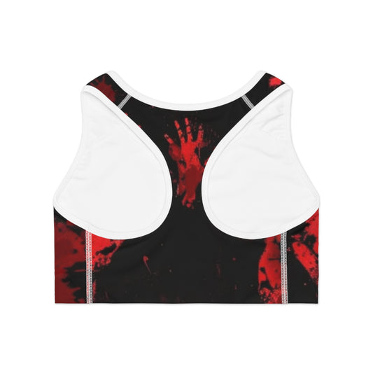 Bold Red Splash- Sports Bra