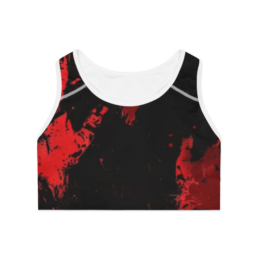 Bold Red Splash- Sports Bra
